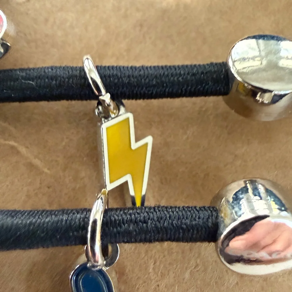 Coach Charm‎ Hair Tie Set Cherry Bee Lightning Elastic Bracelet Black Set